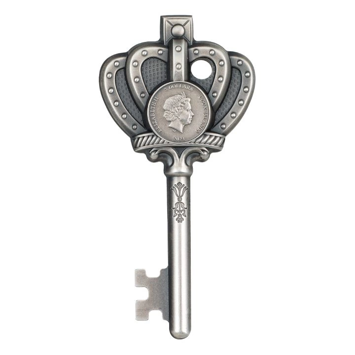 Cook Islands: Key to my Kingdom 1 uncja Srebra 2023 Ultra High Relief Antiqued Coin