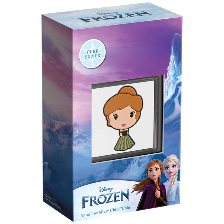Niue: Disney Frozen - Anna Chibi Coin kolorowany 1 uncja Srebra 2022 Proof