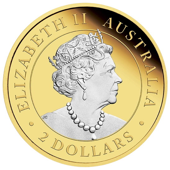 Australijski Kangur pozłacany 2 uncje Srebra 2022