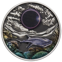 Ningaloo Eclipse kolorowany 2 uncje Srebra 2023 Antiqued Coin