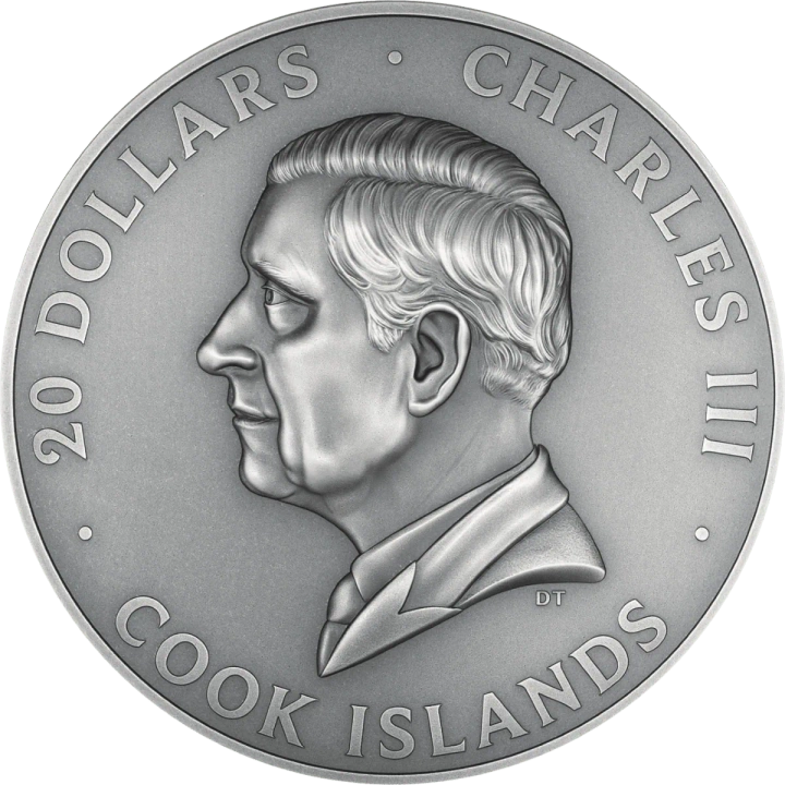 Cook Islands: Hidden Treasure – Grande Europe pozłacany 3 uncje Srebra 2025 Antiqued High Relief