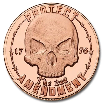 2nd Amendment Skull 1 uncja Miedzi