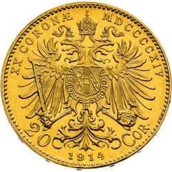 Austria: 20 Koron Franciszek Józef I Złoto 1909-1916