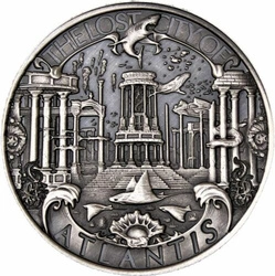 Mythical Cities: Atlantis 1 uncja Srebra Antiqued Round Coin