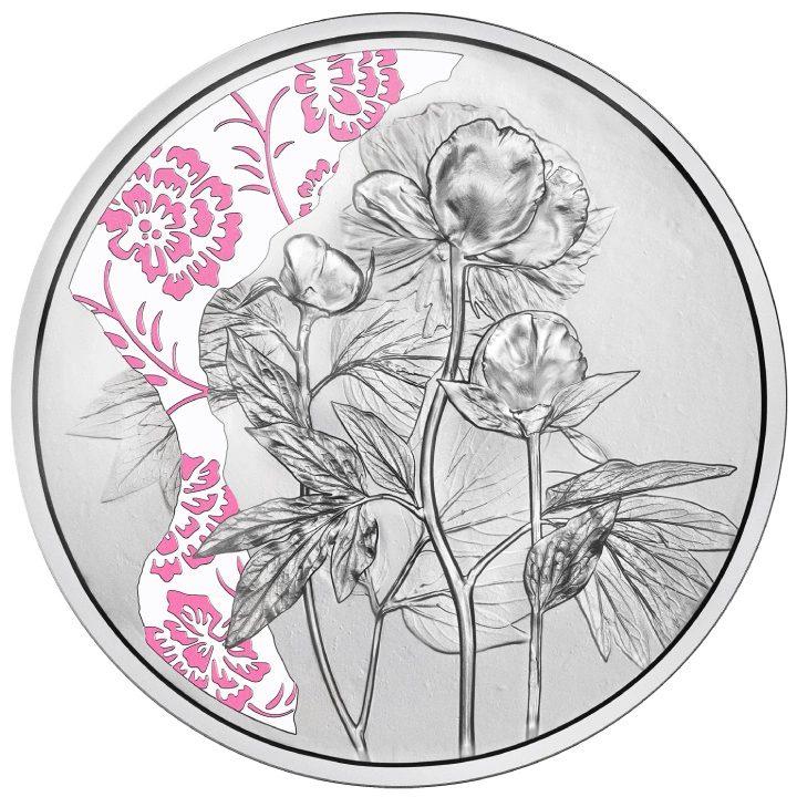 The Peony kolorowany 10 Euro Srebro 2024 Proof