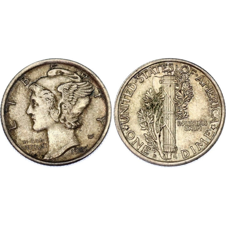 USA: 10 Centów Srebro Różne Roczniki (próba Ag.900) Obiegowy 10 sztuk