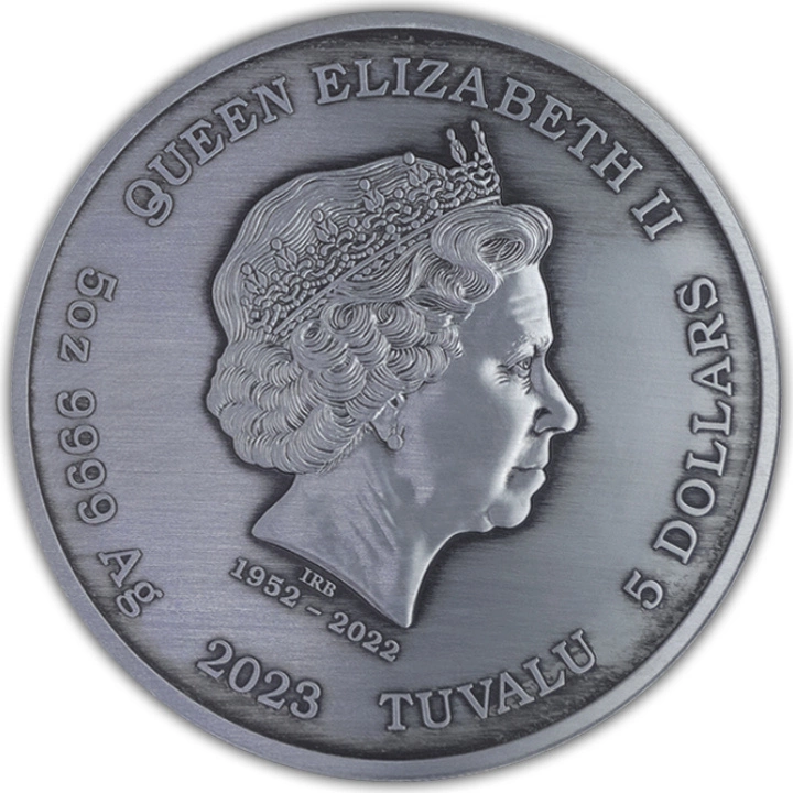 Tuvalu: Bogowie Olimpu - Artemida 5 uncji Srebra 2023 Antiqued Coin