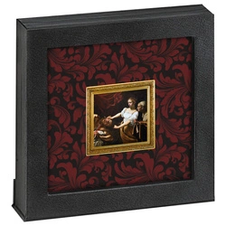 Niue: Caravaggio - Judyta odcinająca głowę Holofernesowi kolorowana, pozłacana 1 uncja Srebra 2022 Proof