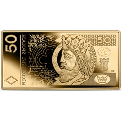 Polskie banknoty obiegowe – banknot o nominale 50 zł Złoto 2025 Proof