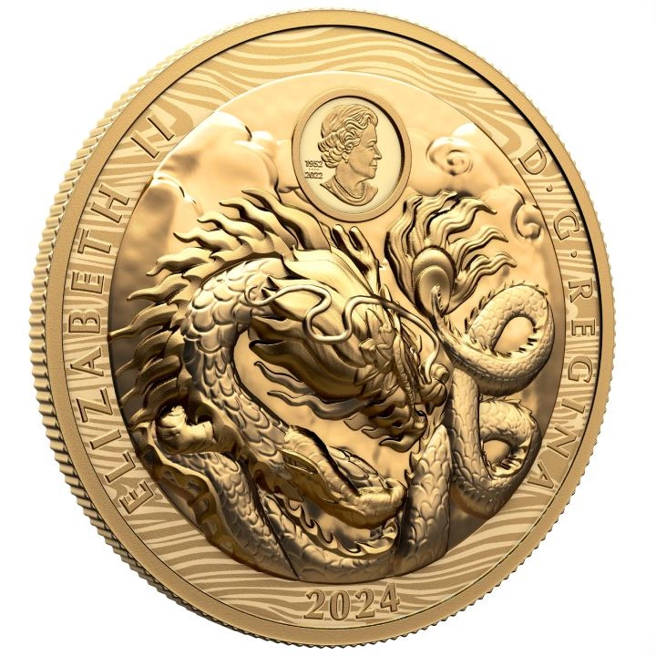 Canada: Year of the Dragon $350 Złoto 2024 Proof Extraordinarily High Relief