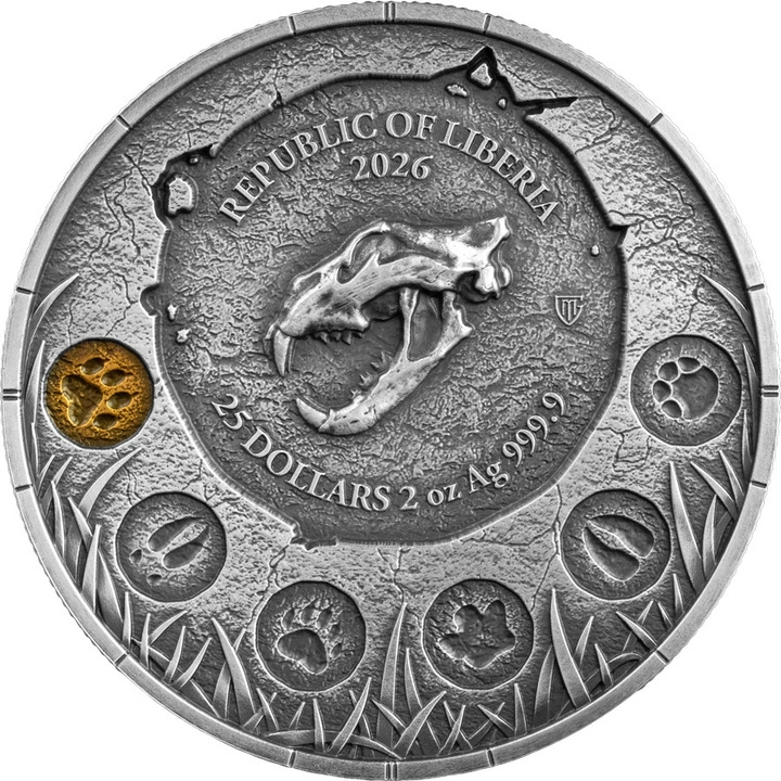 Germania Mint: Megafauna - Lew Jaskiniowy kolorowany 2 uncje Srebra 2026 Antiqued Coin