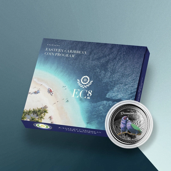 Dominica: Amazonka cesarska kolorowana 1 uncja Srebra 2021 Proof