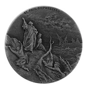 Niue: Biblical - St Paul Shipwrecked 2 uncje Srebra 2021 Proof Antiqued Coin