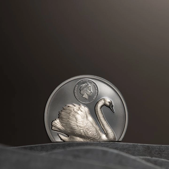 Cook Islands: Black Swan 2 uncje Srebra 2023 Black Proof Ultra High Relief