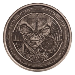 Ghana: Alien 1 uncja Srebra 2022 Antiqued Coin