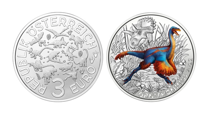 Ornithomimus Velox kolorowany 3 Euro Miedź 2022