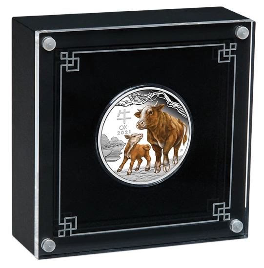 Lunar III: Rok Bawoła 1 uncja Srebra 2021 Proof Kolorowany