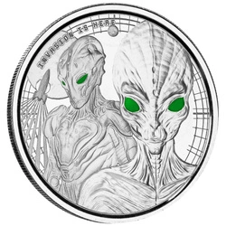 Ghana: Alien kolorowany 1 uncja Srebra 2023 Proof