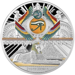 Niue: Oko Horusa kolorowane $1 Srebro 2022 Proof High Relief
