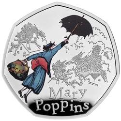Mary Poppins kolorowana 50p Srebro 2025 Proof 