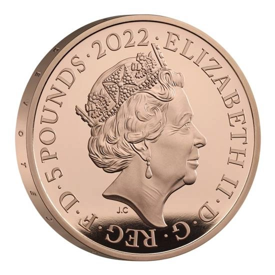 The Queen's Reign Honours and Investitures Złoto £5 2022 Proof