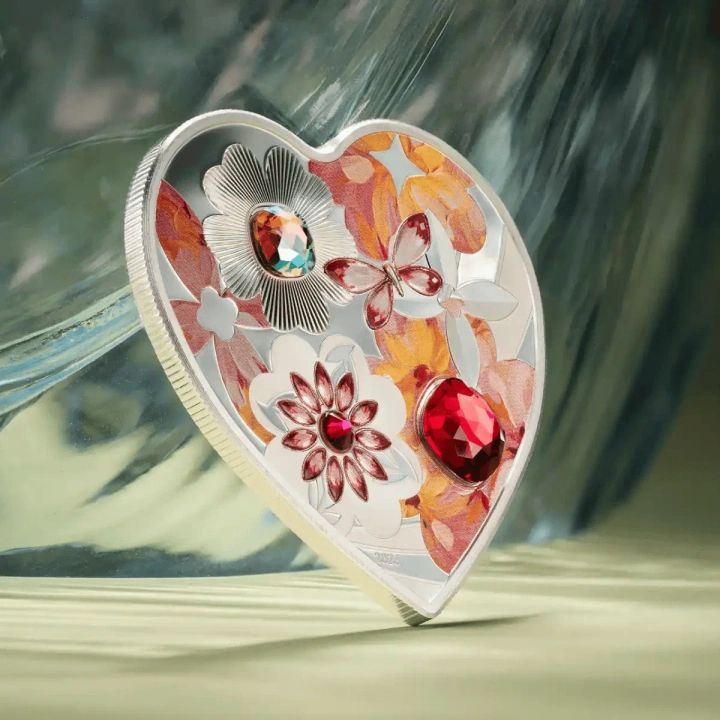 Cook Islands: Brilliant Love – Blossom kolorowany 20 gramów Srebra 2026 Crystal Proof