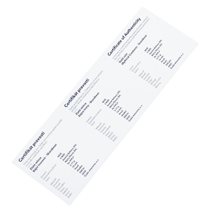 Niue: Mythical Creatures - Scarabeus $5 Złoto 2022 Proof