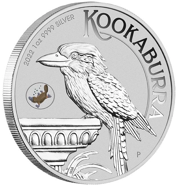 Kookaburra with Platypus kolorowana 1 uncja Srebra 2022 Privy Mark (Sydney Money Expo Anda Special)