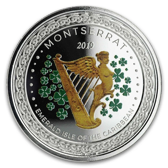 Montserrat: Emerald Isle of the Caribbean kolorowany 1 uncja Srebra 2019 Proof