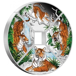 Tuvalu: Rok Tygrysa Quadrant kolorowany 1 uncja Srebra 2022 Proof