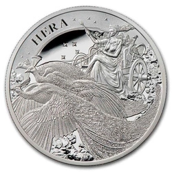 St Helena: Goddess - Hera and the Peacock 1 uncja Srebra 2022 Proof