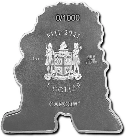 Street Fighter: Mini Fighter Ryu kolorowany 1 uncja Srebra 2021 Proof