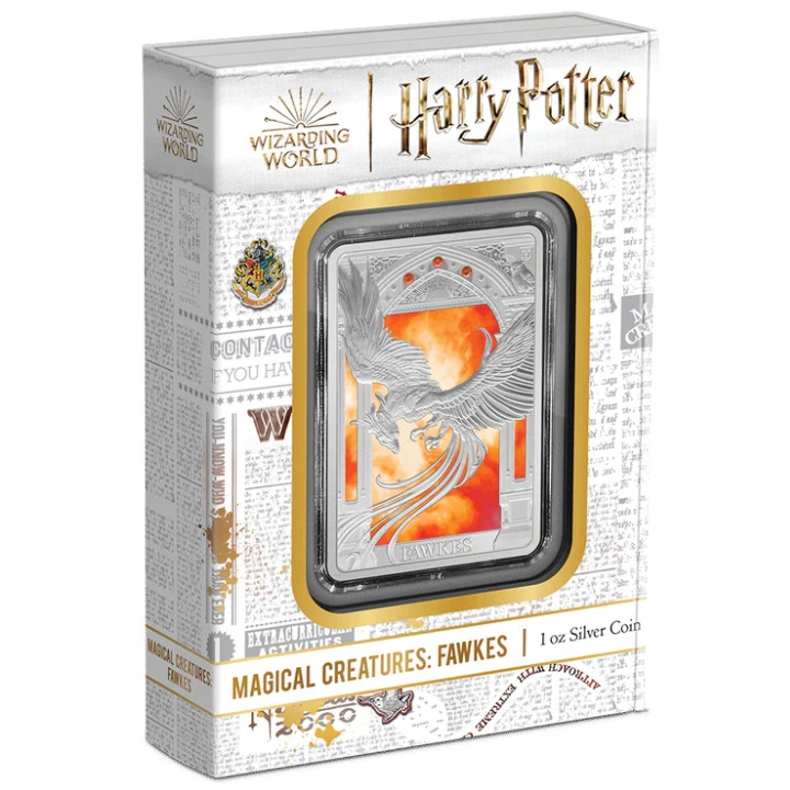 Niue: Harry Potter - Magical Creatures 'Fawkes' kolorowany 1 uncja Srebra 2023 Proof