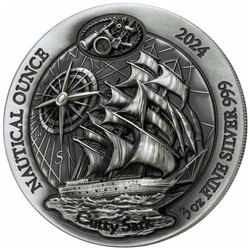 Rwanda: Nautical Ounce - Cutty Sark 3 uncje Srebra 2024 Antique Finish