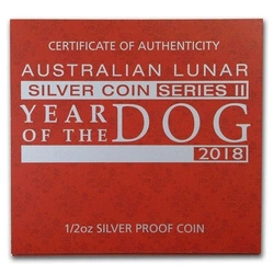 Lunar II: Rok Psa 1/2 Uncji Srebra 2018 Proof