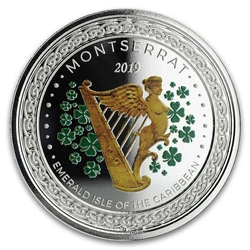 Montserrat: Emerald Isle of the Caribbean kolorowany 1 uncja Srebra 2019 Proof