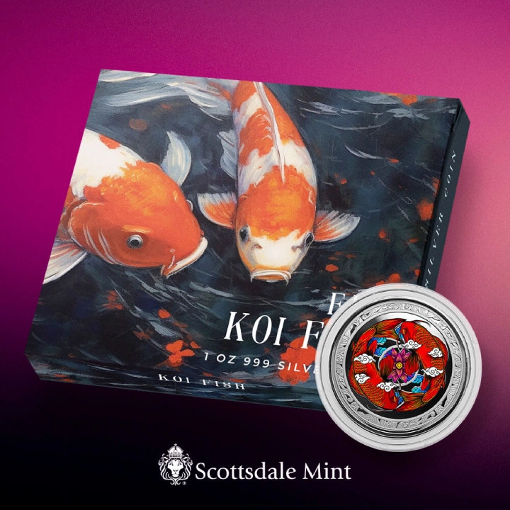 Fiji: Koi Fish kolorowany 1 uncja Srebra 2023 Proof