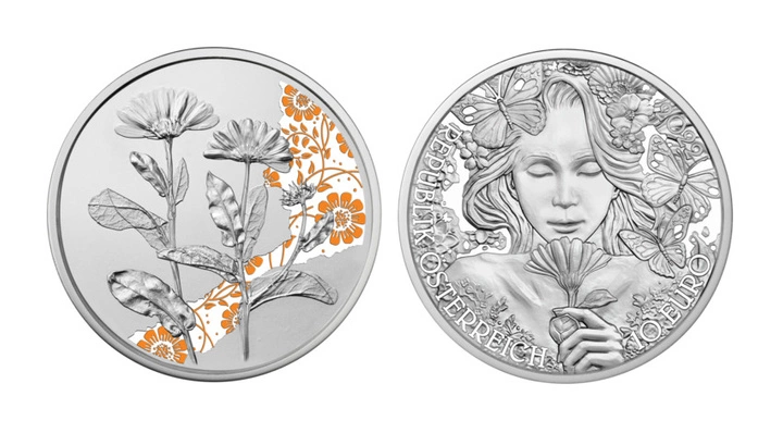 Marigold kolorowany 10 Euro Srebro 2022 Proof