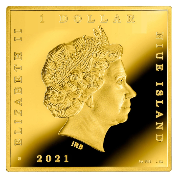 Niue: Caravaggio - Meduza kolorowana, pozłacana 1 uncja Srebra 2021 Proof