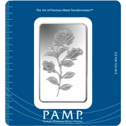 100 gramów Sztabka Srebra Pamp Suisse Róża