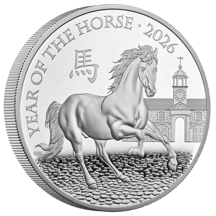 Royal Mint Lunar: Rok Konia 5 uncji Srebra 2026 Proof