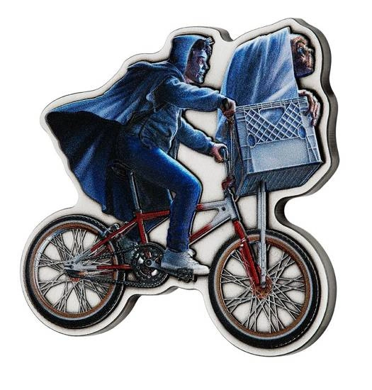 Niue: E.T. kolorowany - 40. rocznica filmu 2 uncje Srebra 2022 Proof Bicycle Shaped Coin