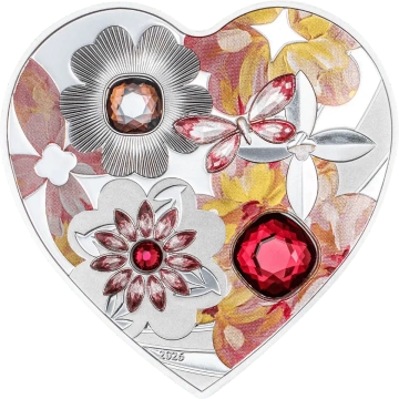Cook Islands: Brilliant Love – Blossom kolorowany 20 gramów Srebra 2026 Crystal Proof 