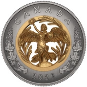 Canada: Allegory of Peace pozłacany $50 Srebro 2023 Antiqued Coin