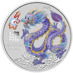 Perth Mint: Lunar III - Rok Smoka "Liliowy Smok" kolorowany 1 uncja Srebra 2024