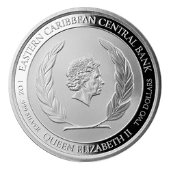 Antigua & Barbuda: Fregata wielka kolorowana 1 uncja Srebra 2021