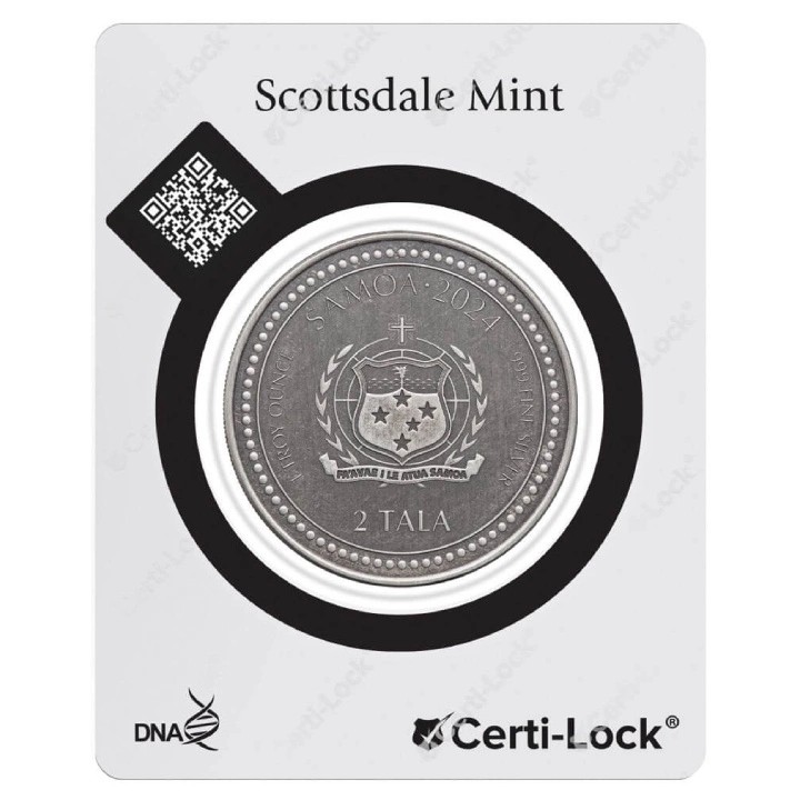 Samoa: Year of the Dragon 1 uncja Srebra 2024 Antiqued Coin (moneta w karcie)