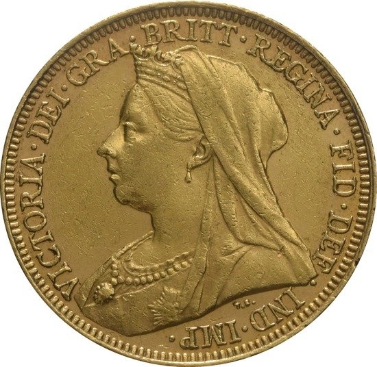 Złoty Suweren- Królowa Wiktoria w welonie 1893-1901