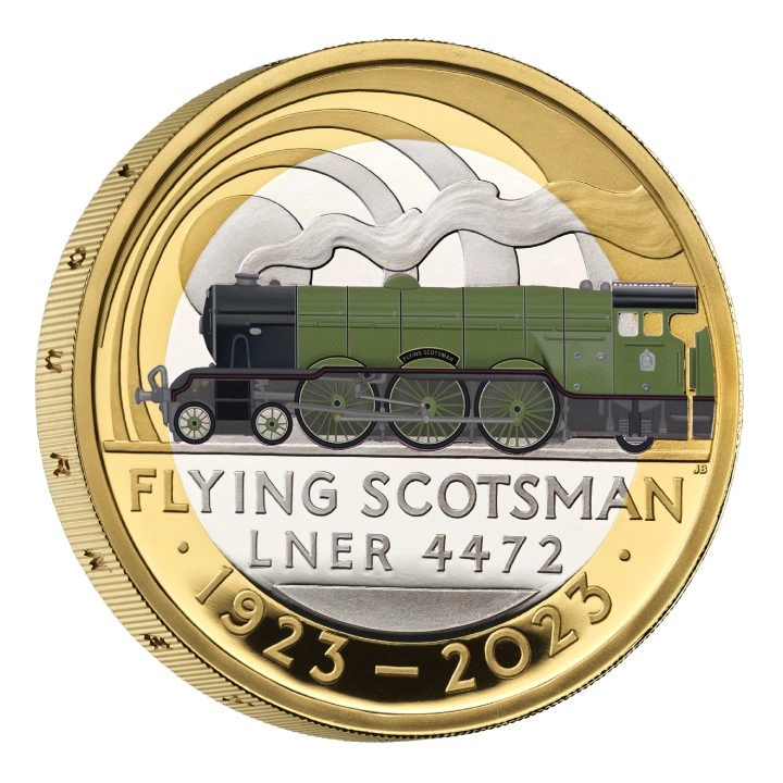 The Centenary of the Flying Scotsman £2 pozłacany, kolorowany Srebro 2023 Proof