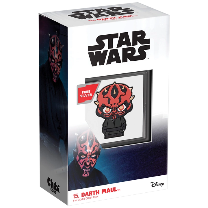 Niue: Star Wars - Darth Maul Chibi Coin kolorowany 1 uncja Srebra 2022 Proof